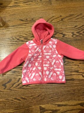 The North Face Kids Pink & White Hooded Fleece Zip Jacket